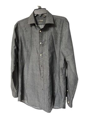 Men's Black Micro-Pattern Dress Shirt - Classic Spread Collar